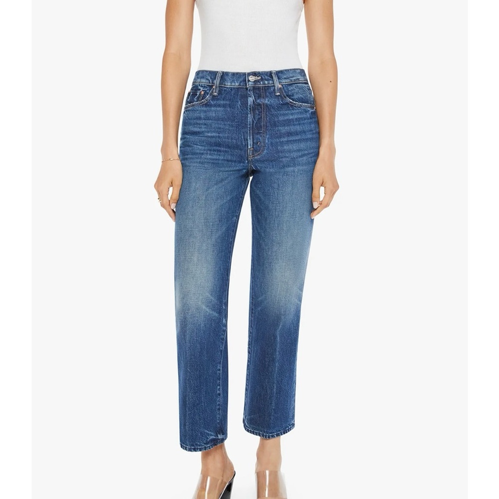 MOTHER Women's Straight Leg Blue Jeans-Rambler Ankle